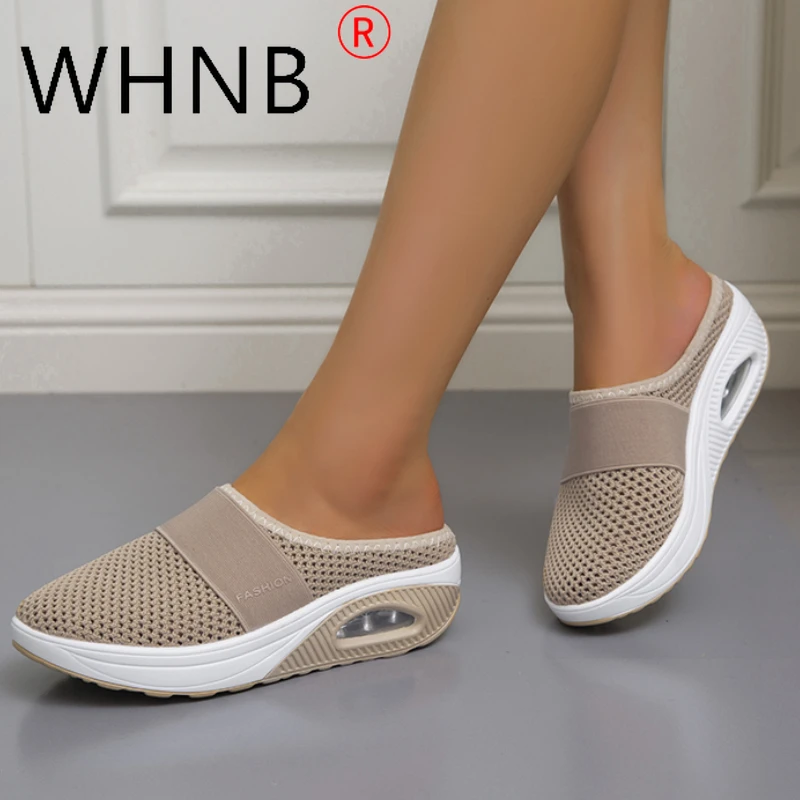 

Ladies Slippers Sandals 2022 Summer Platform Beach Slippers Ladies Breathable Mesh Flats Ladies Flip-Flops Zapatos Mujer