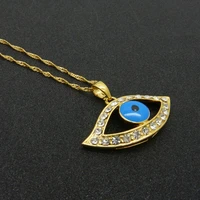 blue turkish eye women pendant chain 18k yellow gold filled fashion jewelry gift
