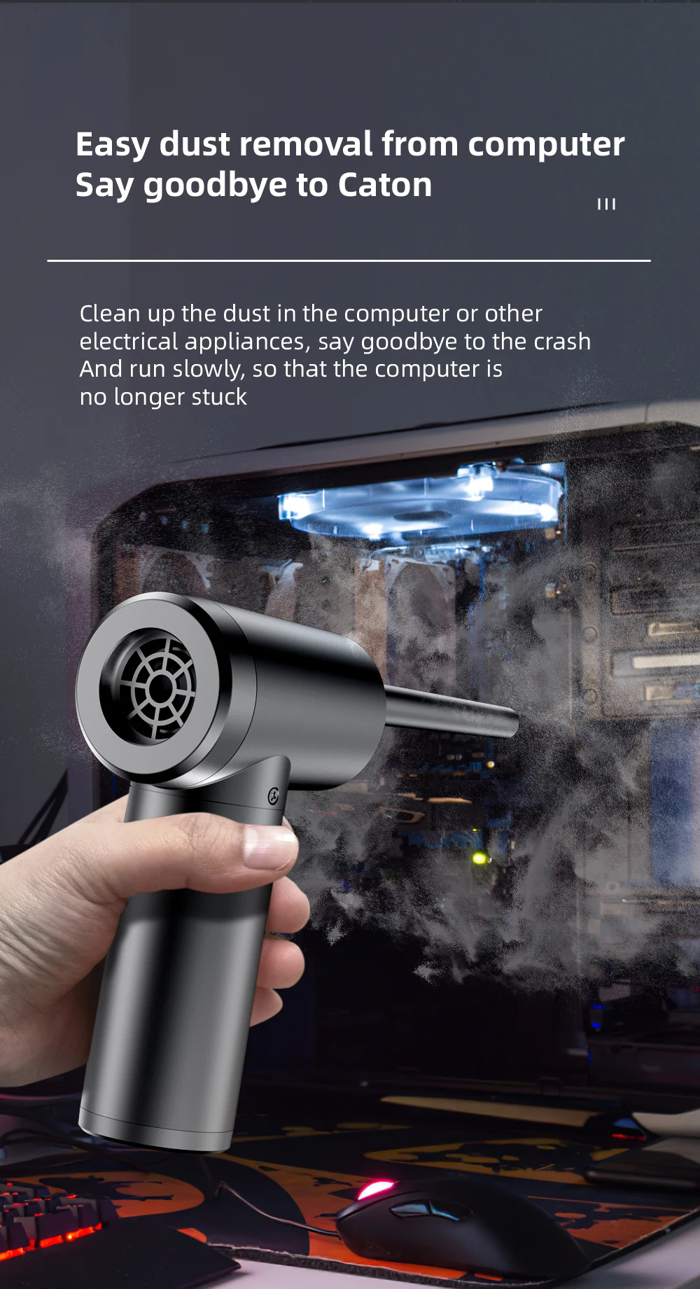 Xiaomi New Wireless Portable Air Duster Dust Blowing Gun USB Compressed Blower Cleaning for Computer Laptop Keyboard Camera images - 6