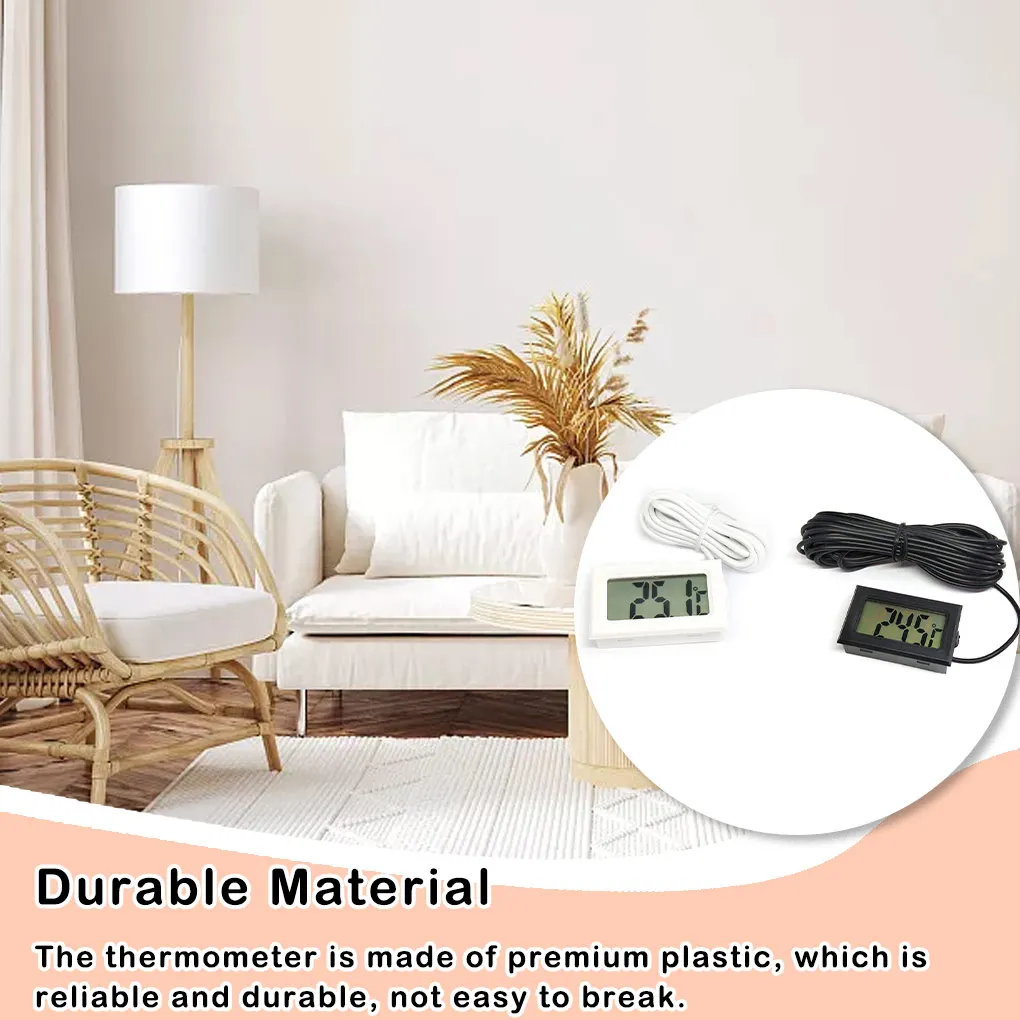 

Digital Thermometer Probe Temperature LCD Gauge for Indoor Accessories