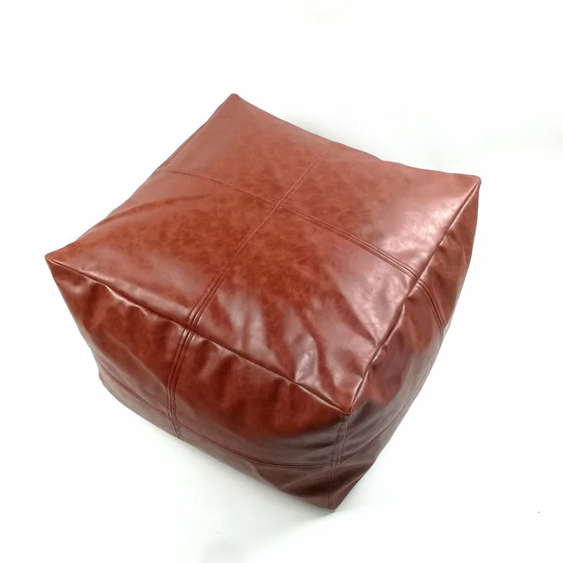 Nordic Style Cowhide Leather Cushion Moroccan PU Leather Pou