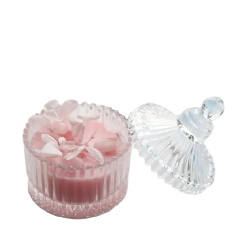 

2PCS Aromatherapy Candles Dried Flowers Decoration Scented Aromatic Candles Home Wedding Party Decoration