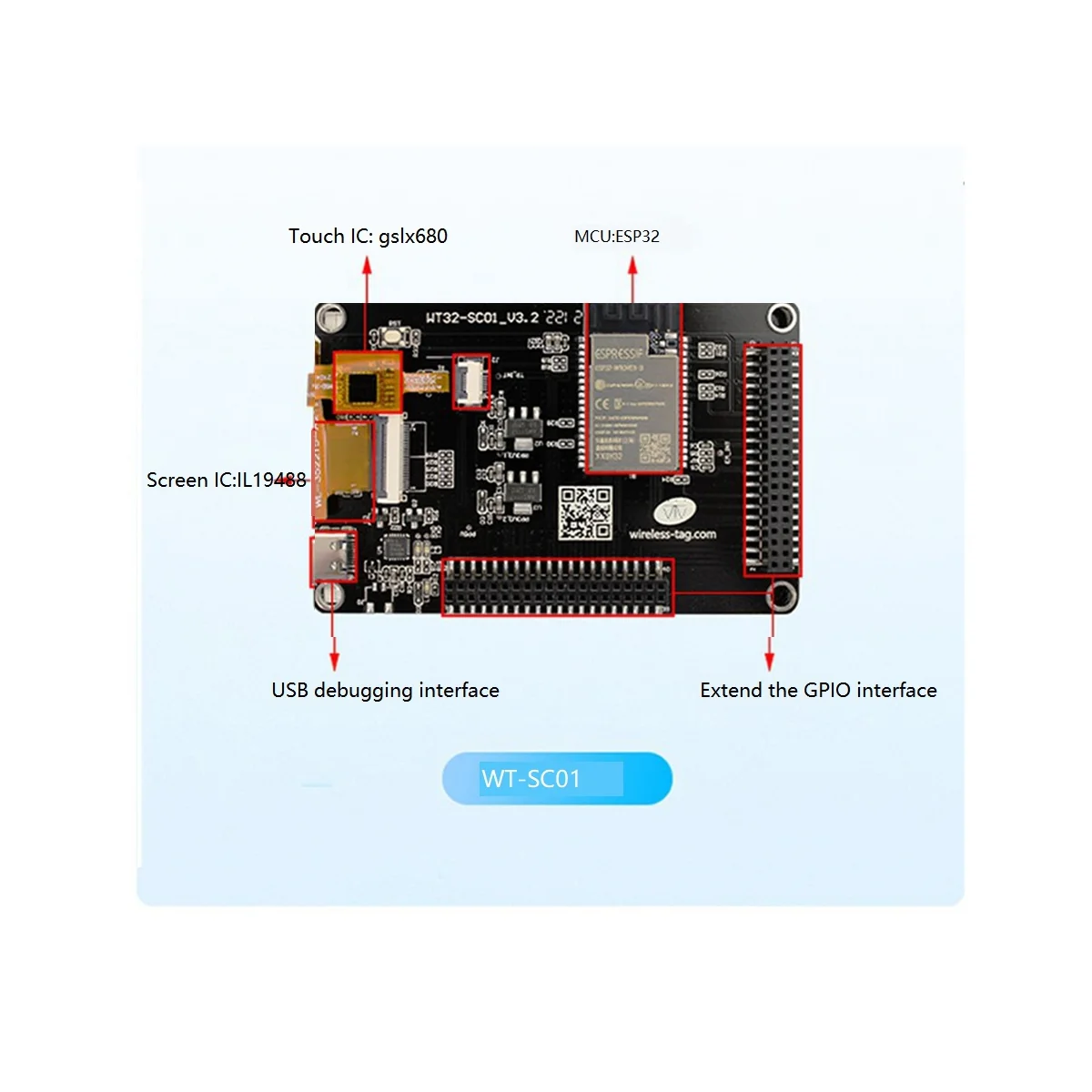 Детская плата WT32-SC01 ESP32 умная с 3 5 дюймовым RGB мультисенсорным ЖК-экраном