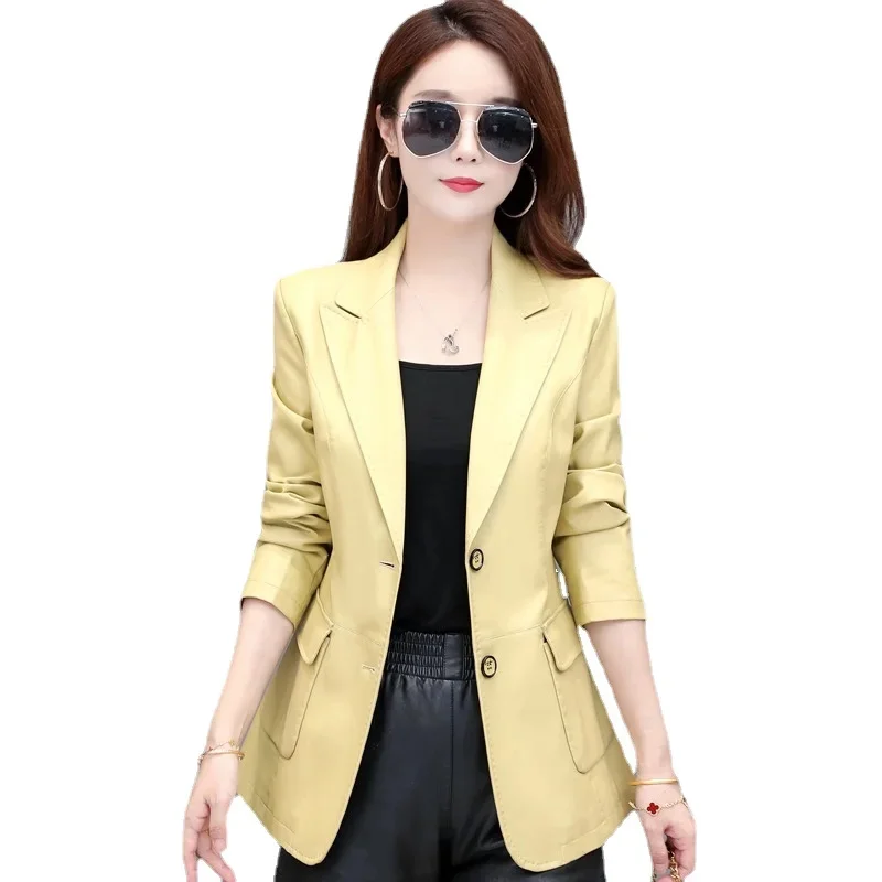 

Женский пиджак из натуральной кожи, весенний жакет из натуральной овчины, 2023