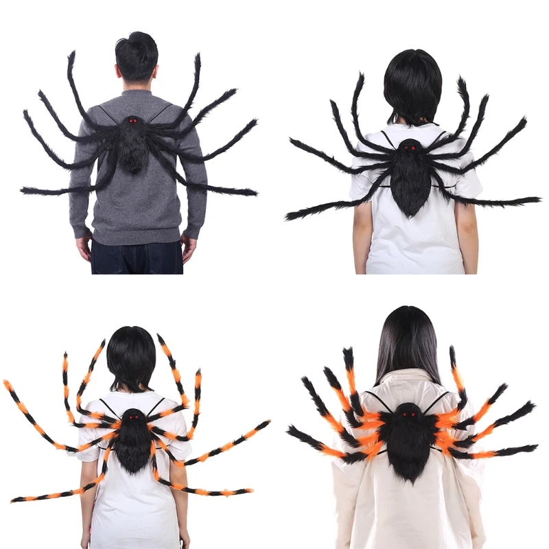 

Halloween Spider Costume Party Decorations Candy Pocket Backpack with Straps Outdoor Indoor Realistic Spider Costume