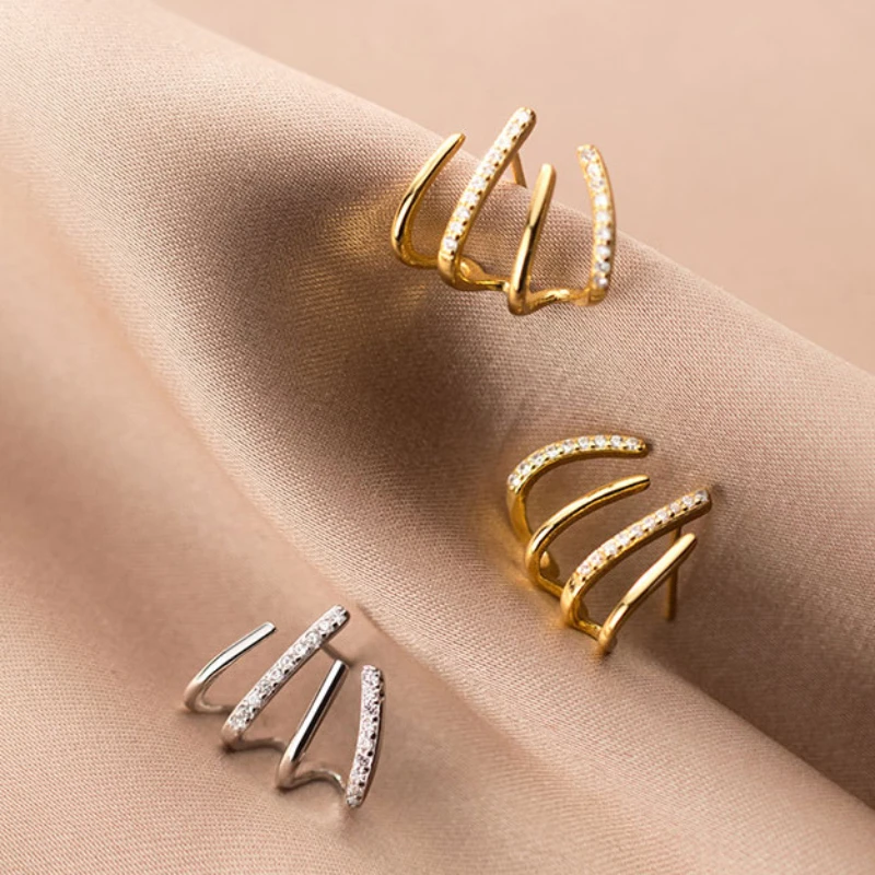 

Fashion Simple Claw Shaped Zircon Earrings Women Hip Hop Retro Nail Rake Stud Earrings Luxury Jewelry Accessories Holiday Gifts