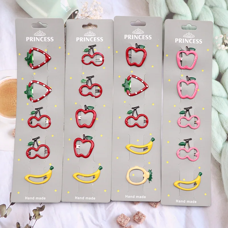 

5Pcs/Set Cartoon Fruits Barrettes Children Girls Sweet Hairpins Fashion Headbands Hair Accessories Hair Clips For Kid Headdress