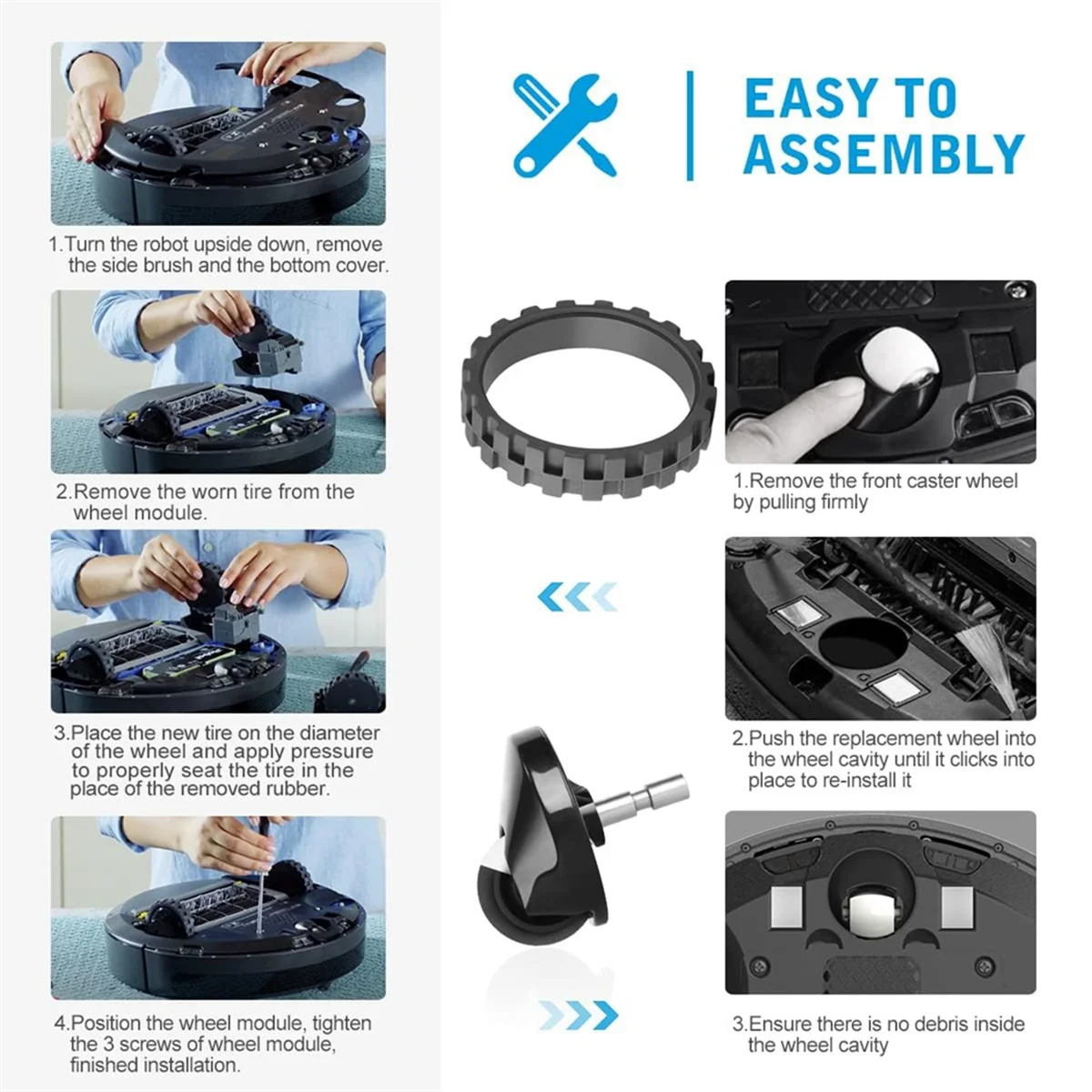 Для IRobot Roomba I3 I3+ I4 I6 I6+ I7 I8 E5 E6 E7 J7 7550 3550 3150 5150 6198 7150 Боковые щетки на колесиках