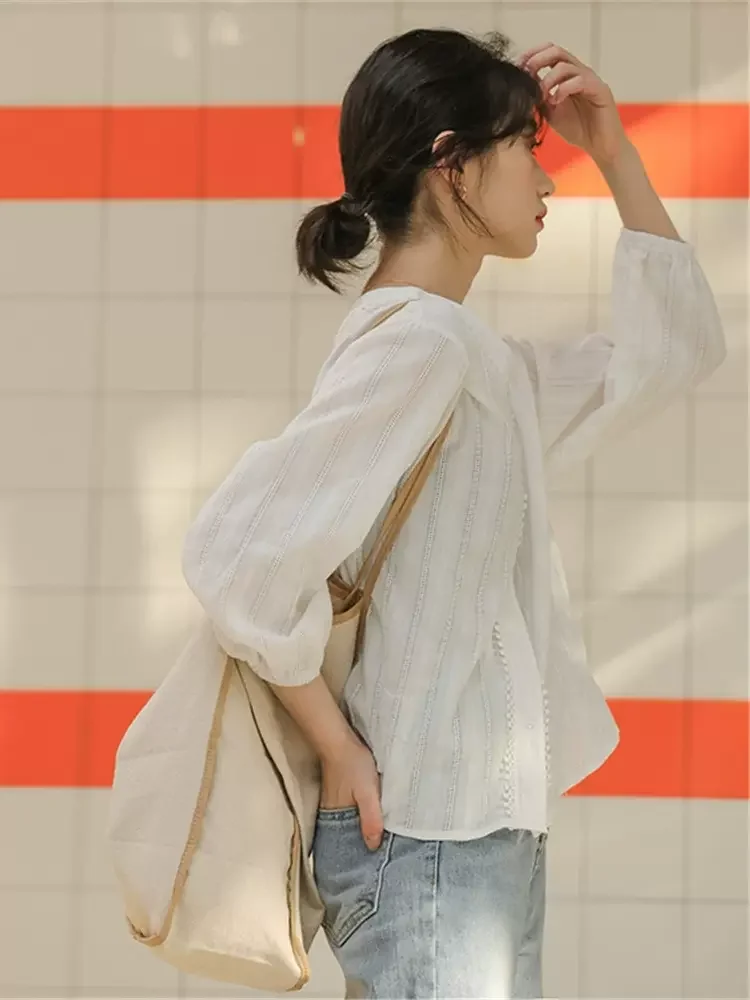 Женские рубашки летние однотонные кружевные винтажные милые Солнцезащитные