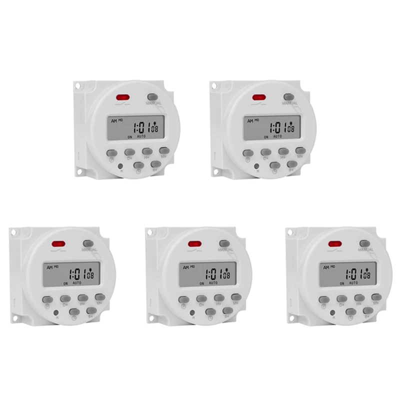 

5X SINOTIMER 1 Second Interval 220V Digital LCD Timer Switch 7 Days Weekly Programmable Time Relay Programmer CN101S-FS-PHFU