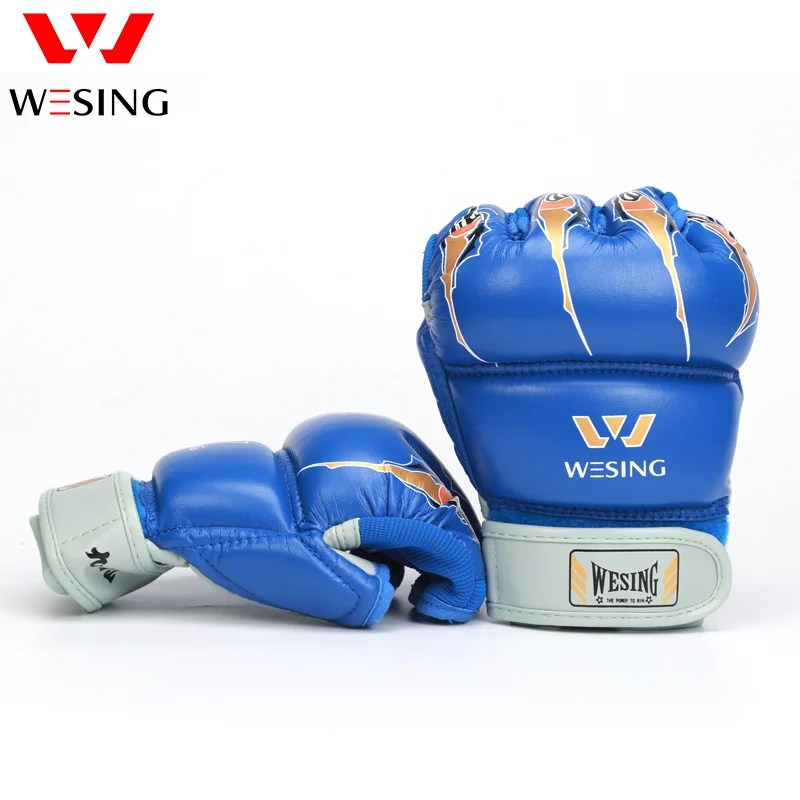 Фото Wesing MMA перчатки, боксерские перчатки с открытыми пальцами, боксерские тренировочные перчатки для кикбоксинга №3
