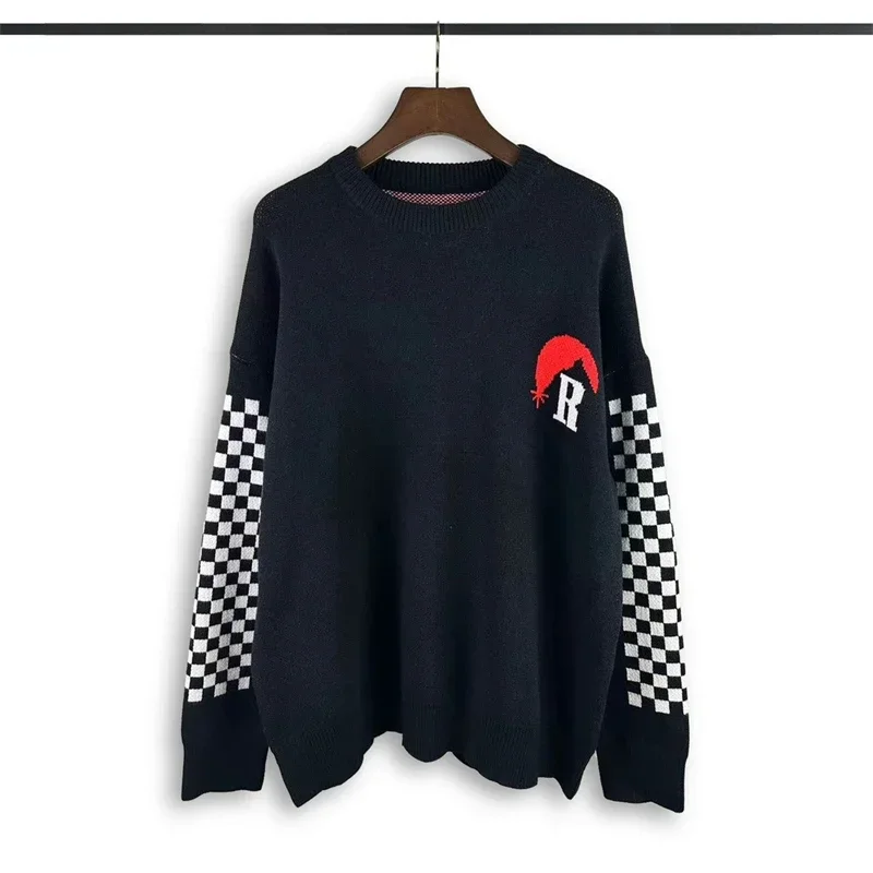 

New Rhude Rh Logo Half Moon Cashew Jacquard Sweater Men Women 1:1 Best Quality Casual Sweatshirts