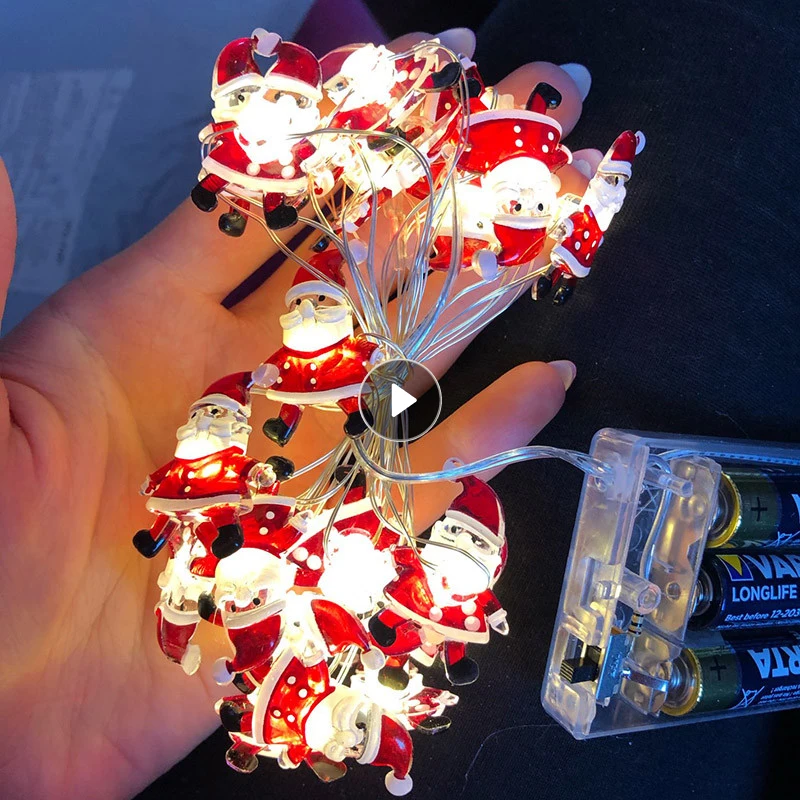 

2M 20LED Christmas Decoration LED Santa Claus Snowflake Light String Christmas Tree Hanging Ornaments For Home New Year Kid Gift