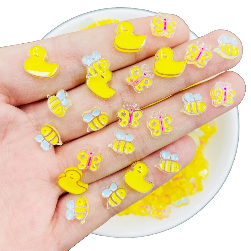 

50 Pcs New Mini Kawaii Cartoon Honeybee Butterfly Resin Scrapbook Rhinestones 3D For DIY Manicure Accessories Decorations N43