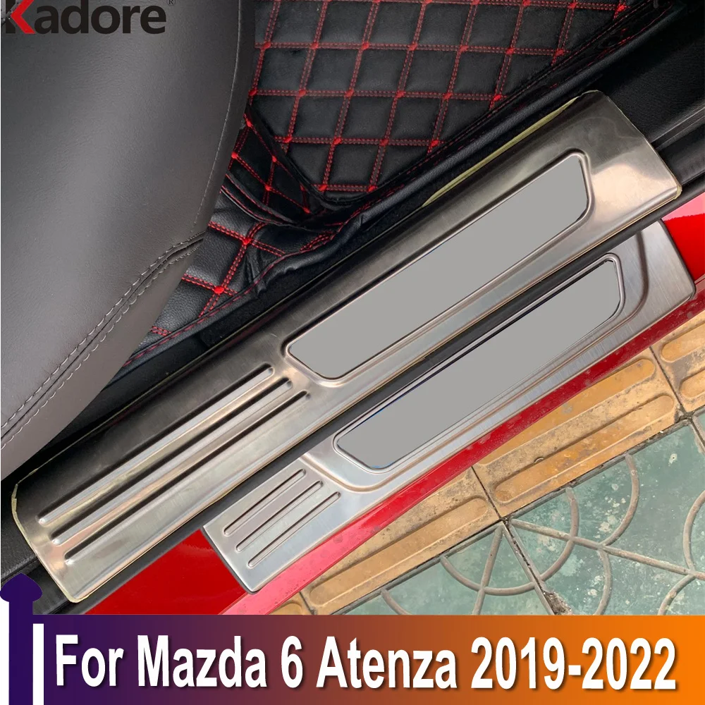 

Накладки на пороги для Mazda 6 Atenza 2019-2022, защитные пороги для дверей, наклейка на пороги автомобиля из нержавеющей стали