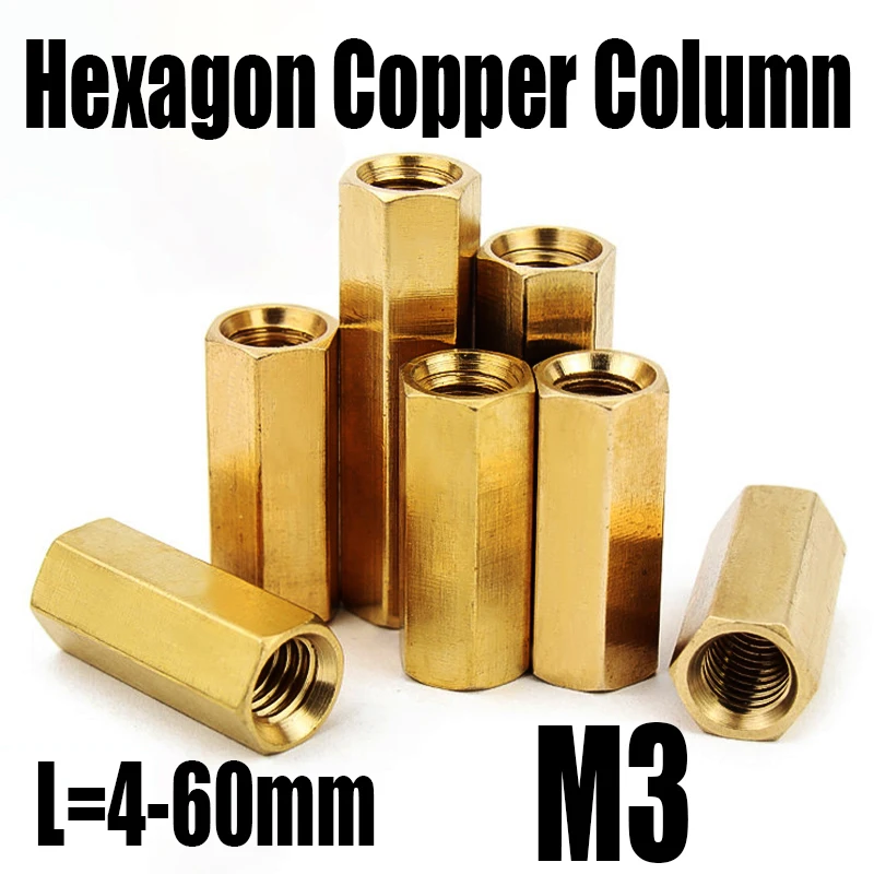 Купи 1-10PCS M3 4-60mm Double Pass Hex Brass Male Female Standoff Board Pillar Stud Hexagon Copper Column Nut Screw Hollow Column за 34 рублей в магазине AliExpress