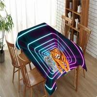 illusion 3d tiger animal tablecloth watercolor floral blue protection dinner table cover waterproof polyester table cloth