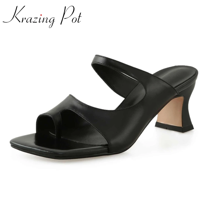 

Мюли женские из натуральной кожи на высоком каблуке, в стиле ретро