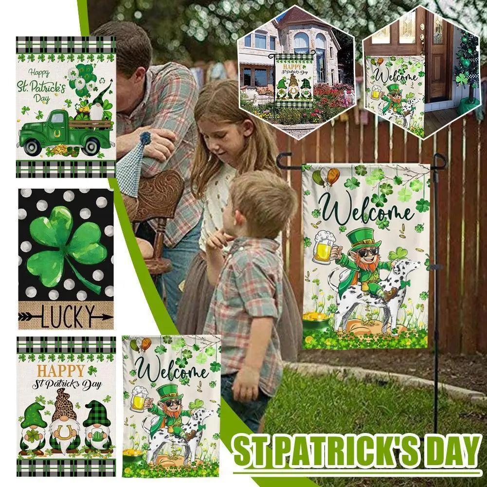 

St Patrick's Day Welcome Dalmatian Dog Garden Flag Flying Free Car Party Indoor Gift Irish Design Dorm Clover Home Sport De T6p7