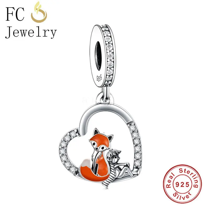 Fit Original Pan Charms Bracciale 925 Sterling Silver Zircone Love Heart Little Prince E Fox Bead Per Fare Le Donne Berloque Fai Da Te