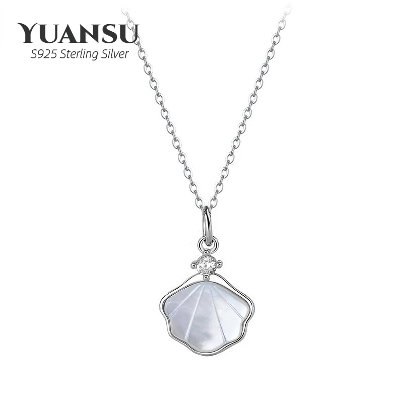 

925 Sterling Silver Shell Necklace Female Version Ins Niche Design Sense Simple Fritillaria Pendant Clavicle Chain Jewelry Gifts
