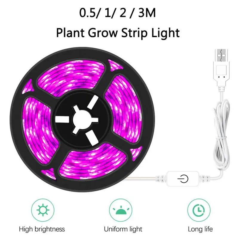 

0.5/1/2/3M Plant Grow Strip Light Full Spectrum USB Phyto Tape Indoor Seed Growth Waterproof For Greenhouse Hydroponic Plants