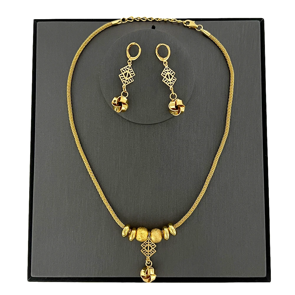

Women Jewelry Set 2 Pcs Tiny Necklace And Earring Gold Color Fashion France Style Jewelry Set