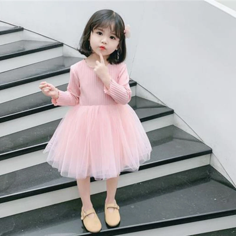 Детские платья Одежда Детская одежда Весенне-осенние хлопковые пышные с