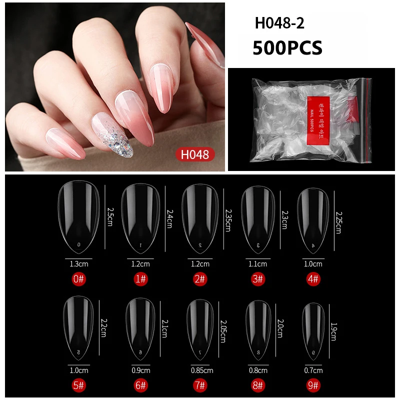 

500Pcs Full Cover Press On Nail Tips Stiletto Almond Square Coffin French False Fake Gel Nail Extension Tips Press On Nails