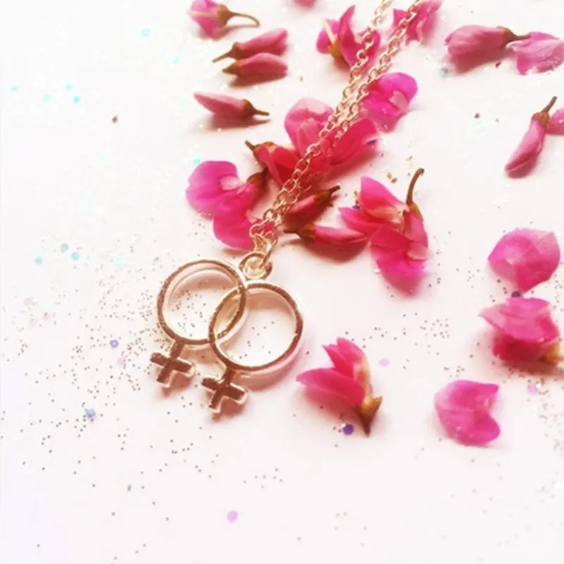 Очаровательное женское ожерелье с двойным символом венерины, лесбийское ЛГБТ ожерелье, женское ожерелье с подвеской, Ювелирные Изделия Из Нержавеющей Стали Для Подружек