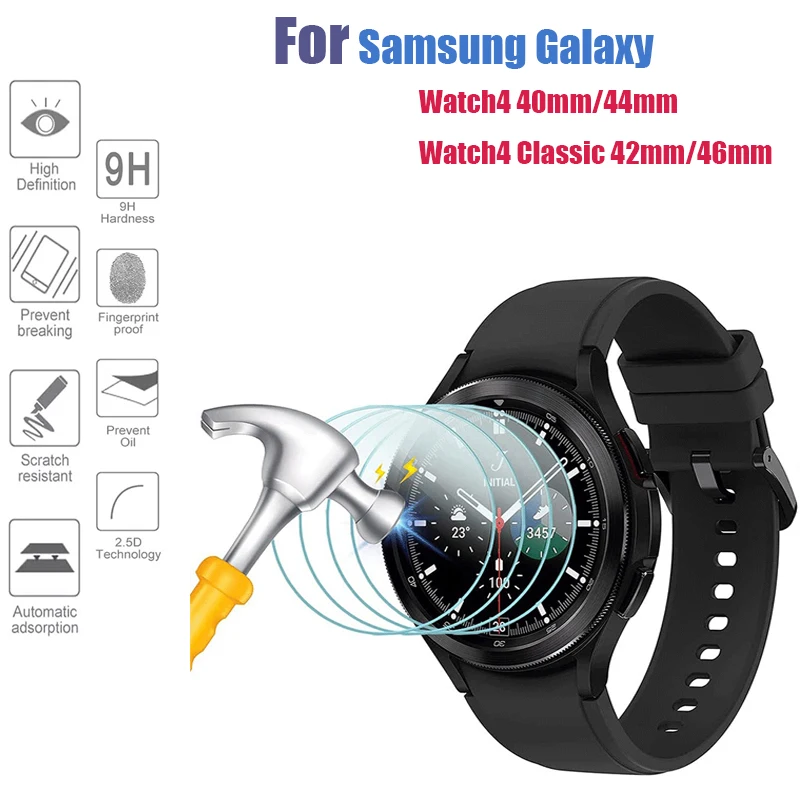 1 4pcs 9h tempered glass screen protectors for samsung galaxy watch 4 4044mm classic 4246mm watch 4 glass protecor anti scrach free global shipping