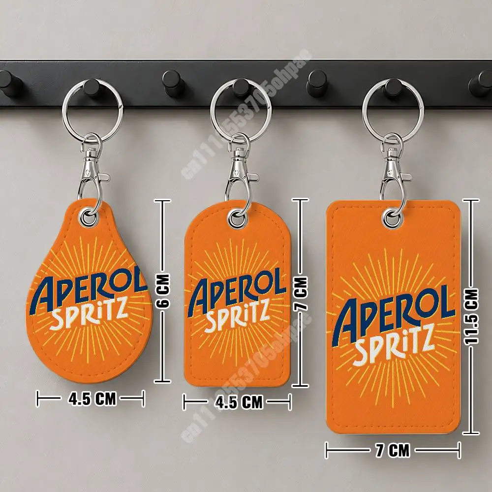 Кожаный брелок-картхолдер Orange Prosecco A-Aperol S-Spritz для Airtag и ID-карт, подвеска для деловой сумки (art.: 3920dc36efefd) - 3920dc36efefd