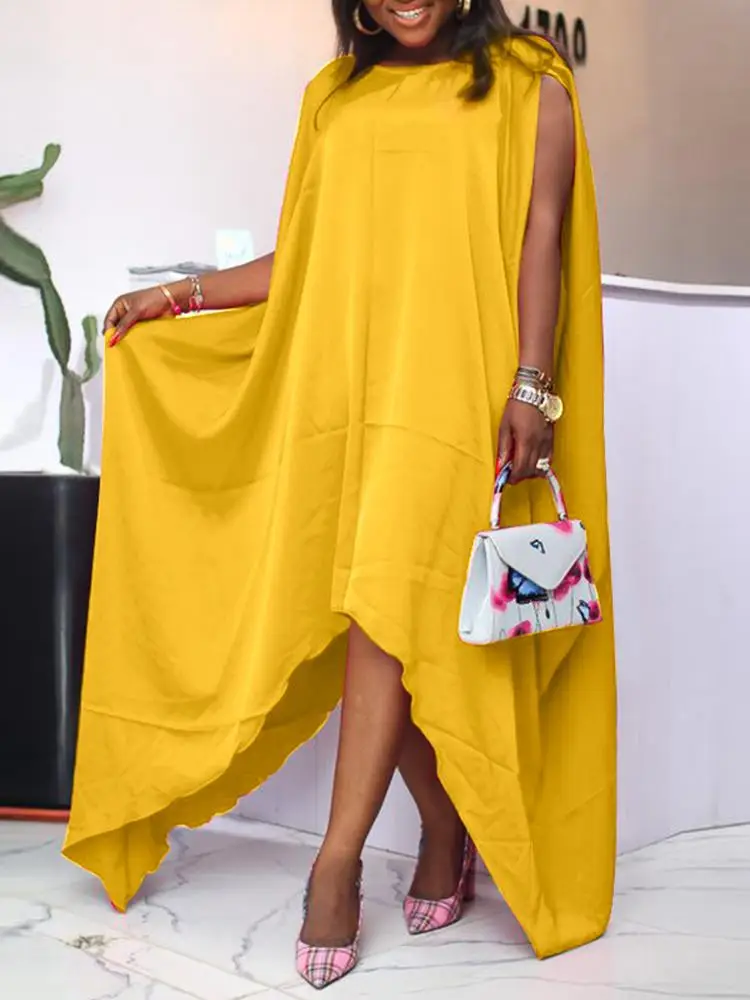

VONDA 2022 Women Tank Dress Ladies Vestido Asymmetric Hem Sundress Casual Round Neck Pleated A-Lined Sleeveless Dresses Robes