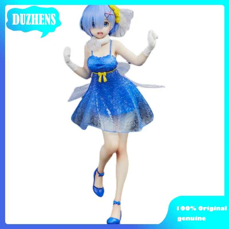 

100% Original:Anime Re:Zero REM Blue crystal dress 23cm PVC Action Figure Anime Figure Model Toys Figure Collection Doll Gift