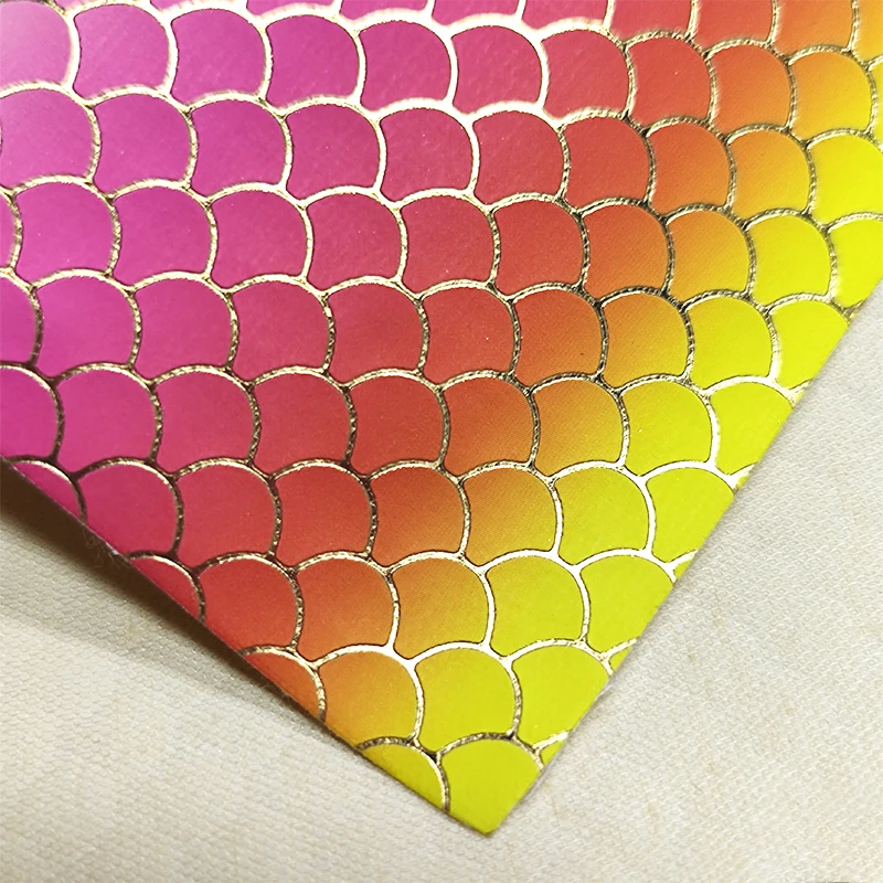 

46*135CM Colorful Rainbow Stripe Mermaid Printed Vinyl Metallic Faux Artificial Leather Fabric for DIY Making Bag/Hair Bow/Deco