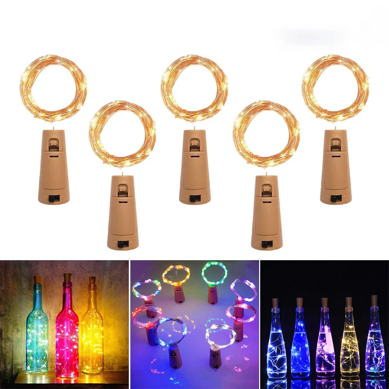 

Fairy Light LED Wine Bottle Copper Wire Light String Christmas Garland on Battery Holiday Lamp for Outdoor Indoor Wedding Decor