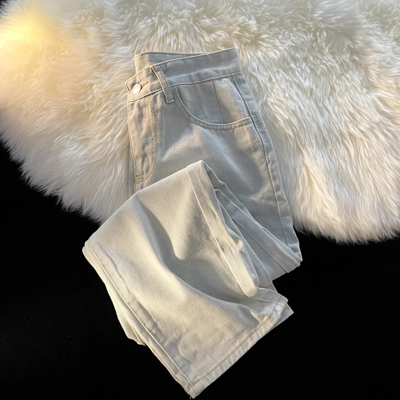 

Jeans Regular Light Color Tide Couple Straight Casual All-match Pants Loose Trend Trousers Straight Trend Casual Wide Leg Pants