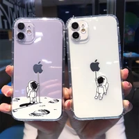 spaceship astronaut phone case for iphone 11 12 13 pro max 6 6s 7 8 plus xs 12 13 mini x xr se 2020 couple clear anime cartoon