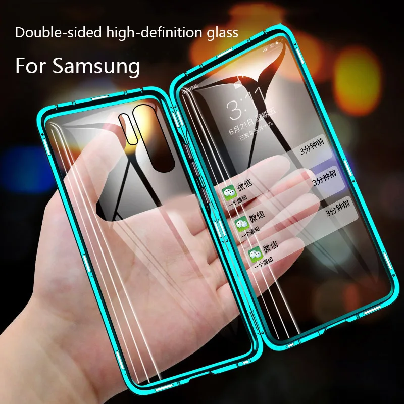 

360 Full Protection Magnetic Case For Samsung S10 S20 S9 S8 Plus A71 A70 A51 A50 A20 Note 10 20 9 8 Plus Uitra Lite Double Glass