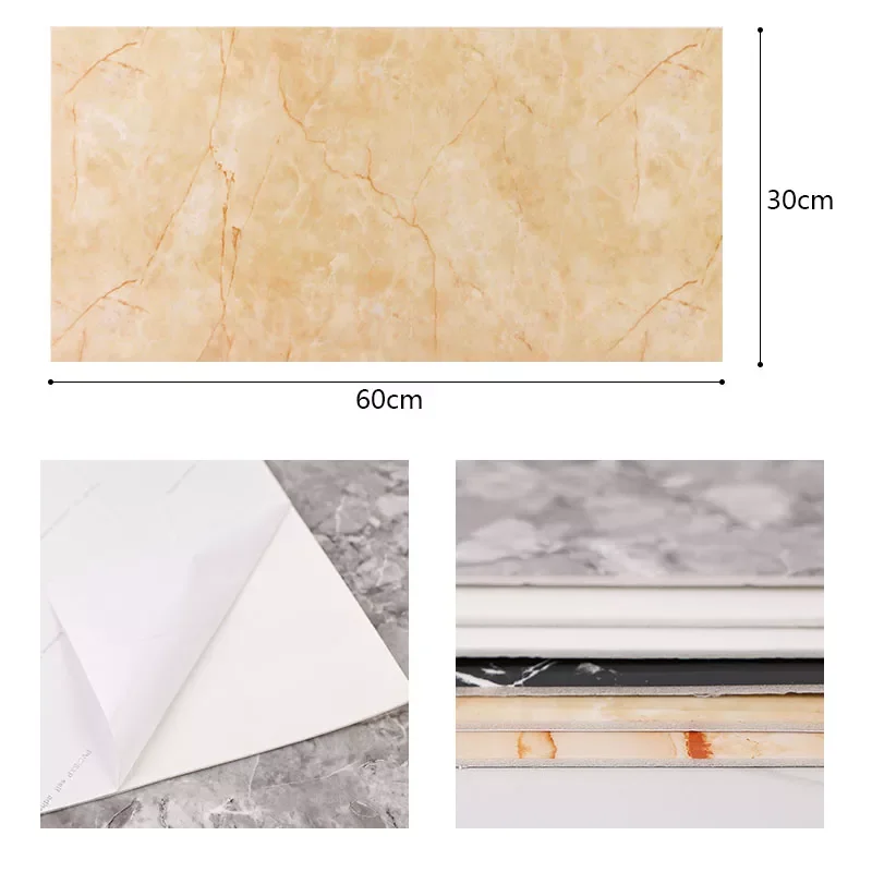 

2022 Wall Sticker 30x60cm Shiny Surface PVC Wallpaper Self-Adhesive Waterproof for Living Room Bedroom Bathroom10pcs