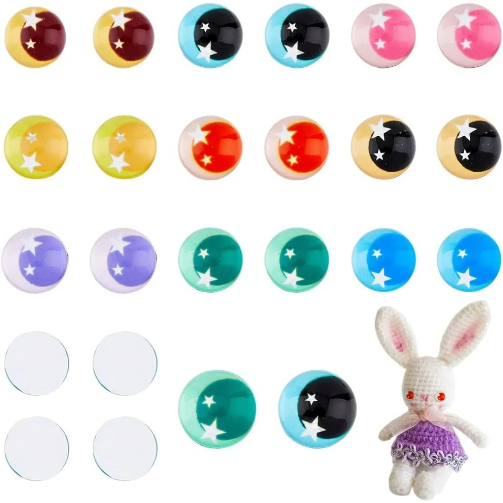 36 шт. двухцветные стеклянные глаза со звездами 18 стилей полукруглые для поделок