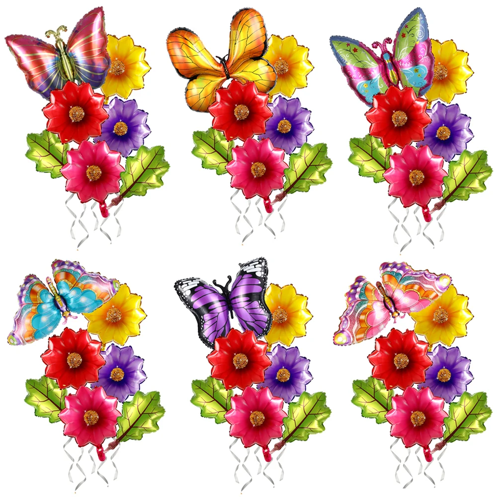 

7pcs/set 4D Butterfly Dragonfly Daisy Flower Balloon Helium Ballons Wedding Anniversary Birthday Party Decors Baby Shower Globos