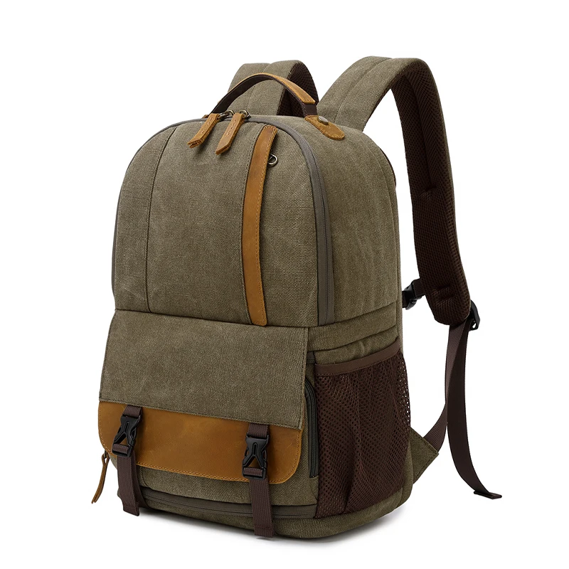 

Canvas + Leather Small Shoulder Photography Bag Camera Backpack Professional Multi-function DSLR/Drone/Laptop Backpack
