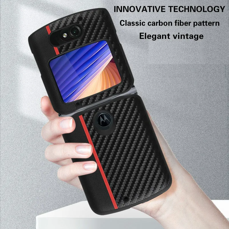 luxury case for motorola razr 5g all inclusive shockproof cover carbon fiber pattern phone shell for moto razr 5g 2020 case free global shipping