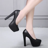 14cm heels women pumps fashion thick platform womans career high heels sexy black female party heeled shoes ladies office shoes