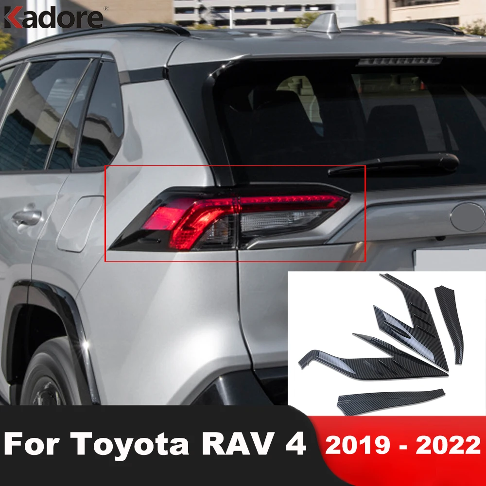 For Toyota RAV4 RAV 4 2019 2020 2021 2022 Carbon Fiber Rear Tail Light Lamp Cover Trim Taillight Molding Trims Car Accessories