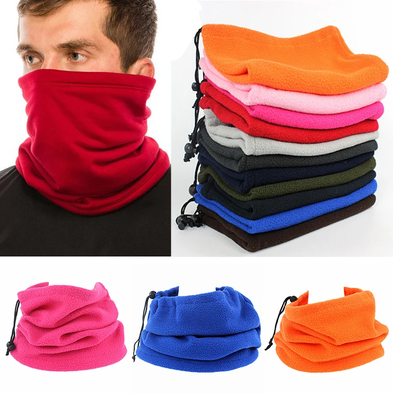 

Cycling Scarves Outdoor Neck Scarf Warmer Tube Scarf Solid Faux Fleece Bandana Scarf Drawstring Windproof Face Cover Adjustable