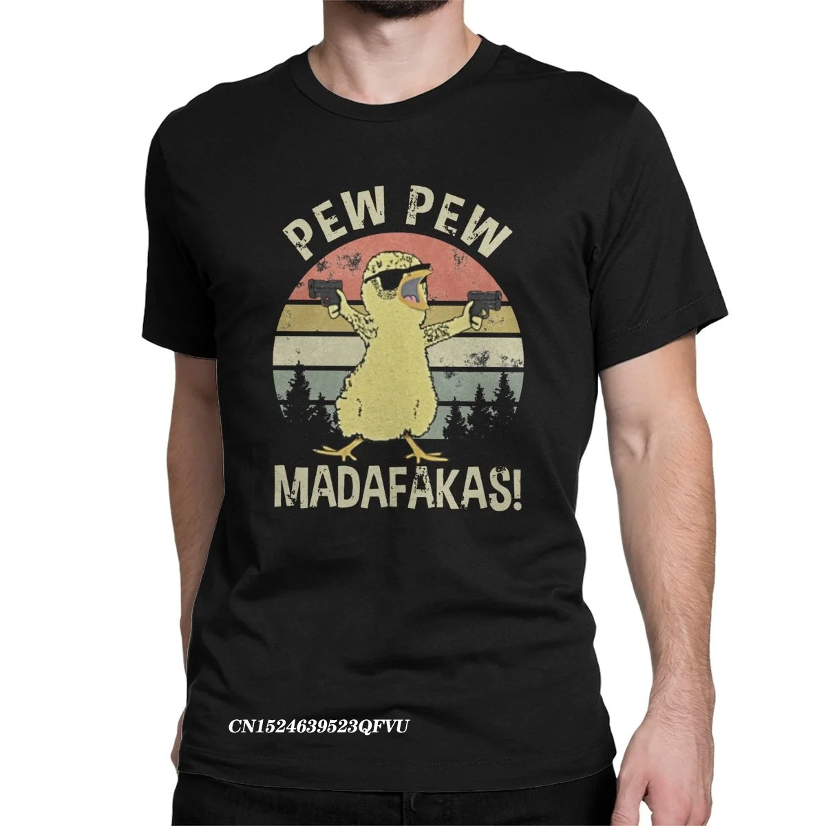 

Men's T-Shirts Pew Pew Madafakas Vintage Cotton Tees Harajuku Chicks Funny Tops T Shirts Crewneck Tops Printed