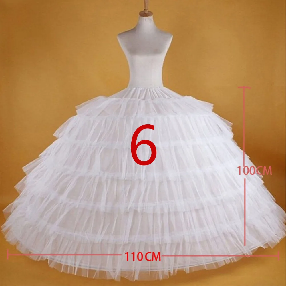 

Свадебный подъюбник, 6 обручей, белое платье для Quinceanera, подъюбник, супер пушистая кринолиновая скользящая Нижняя юбка для бального платья