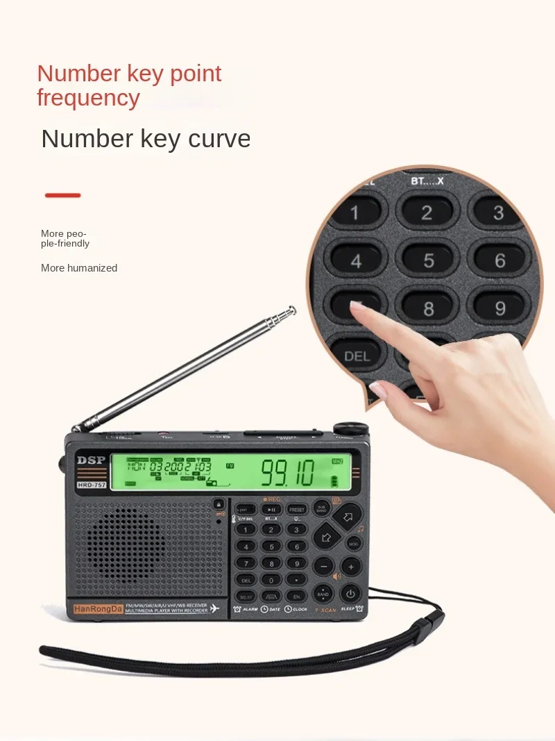 Фото YEKZTAK HanRongDa HRD-757 полный диапазон AM/FM/SW HF/UHF/VHF/воздушная связь радио Bluetooth TF-карта Appleton сигнализация ... №2